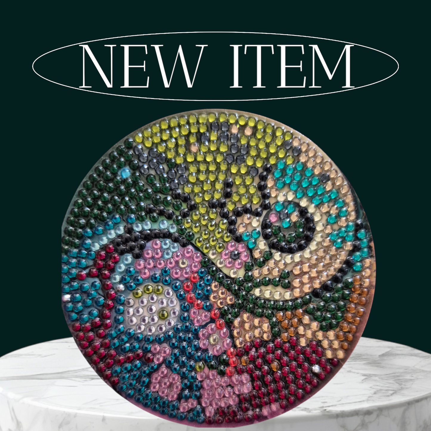 Coasters - Yin & Yang 8 piece set with Stylish Coaster Keeper