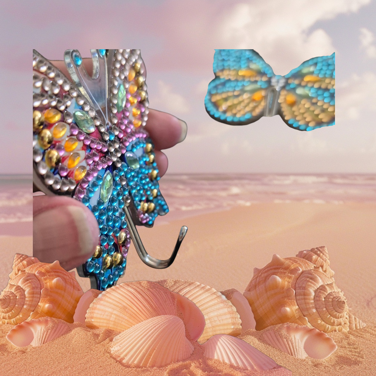 Fridge Magnets - Butterfly 6 pieces with Key Hook