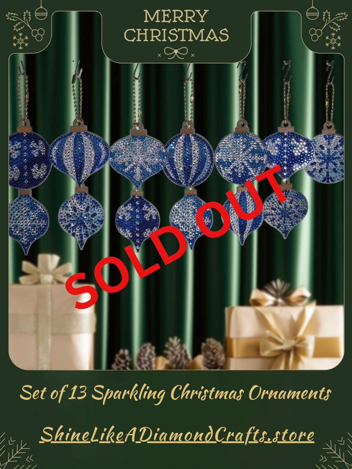 Christmas Hanging Sparkling Decorations - Set of 13