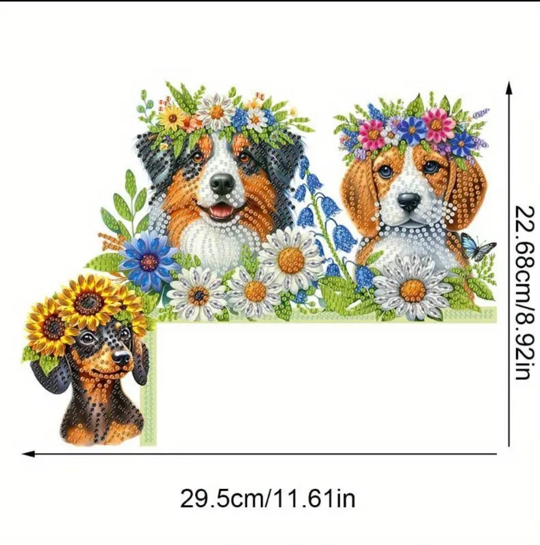 Floral Dog Trio Door Guardian