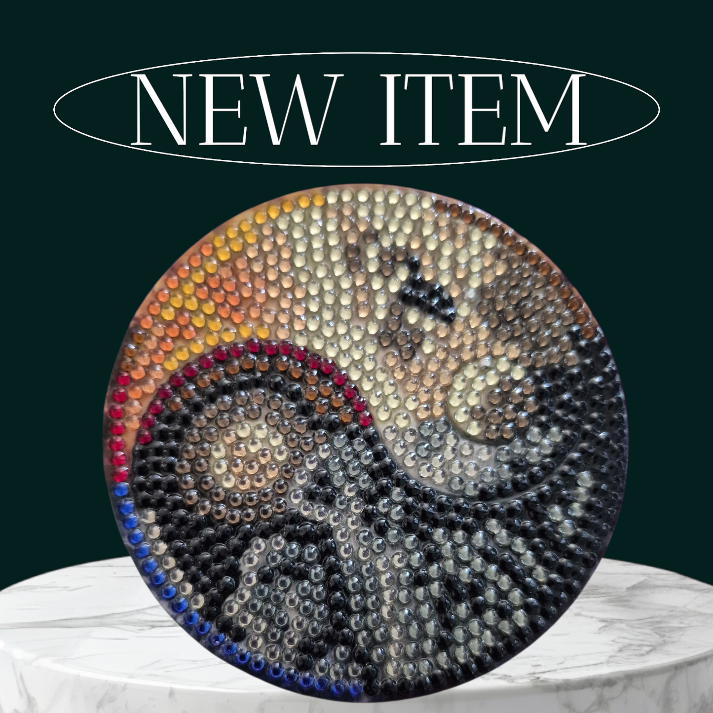 Coasters - Yin & Yang 8 piece set with Stylish Coaster Keeper