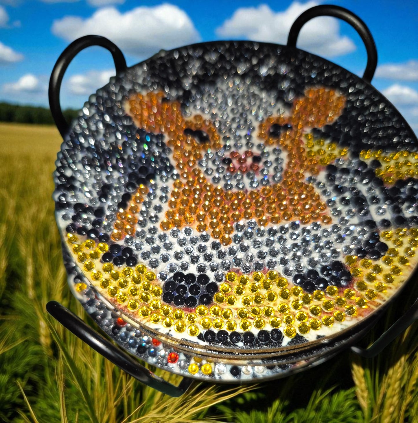 Coasters - Country Cow 8 piece set with Stylish Coaster Keeper