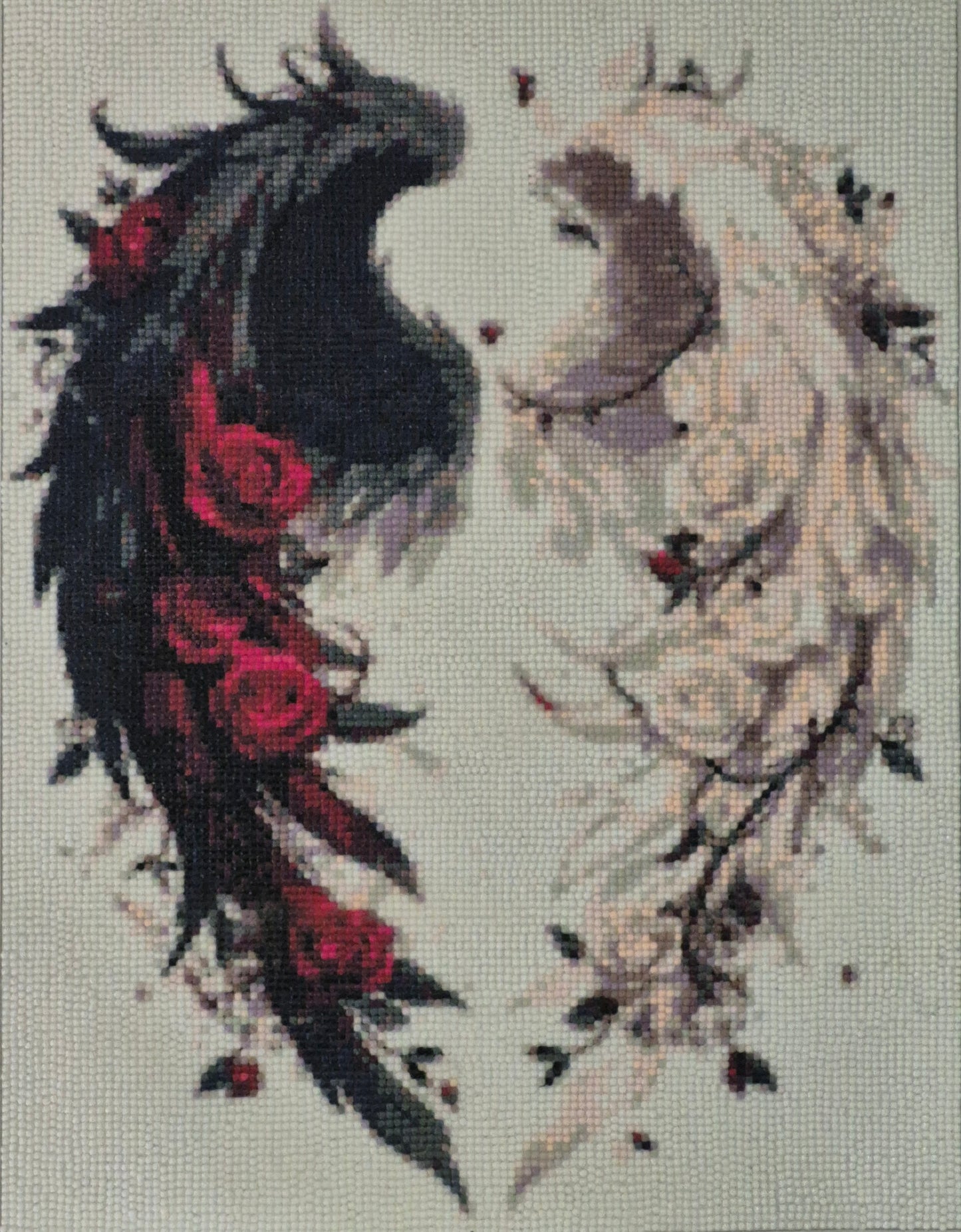 Wall Art - Black & White Wings with Roses, Large, not matted/framed