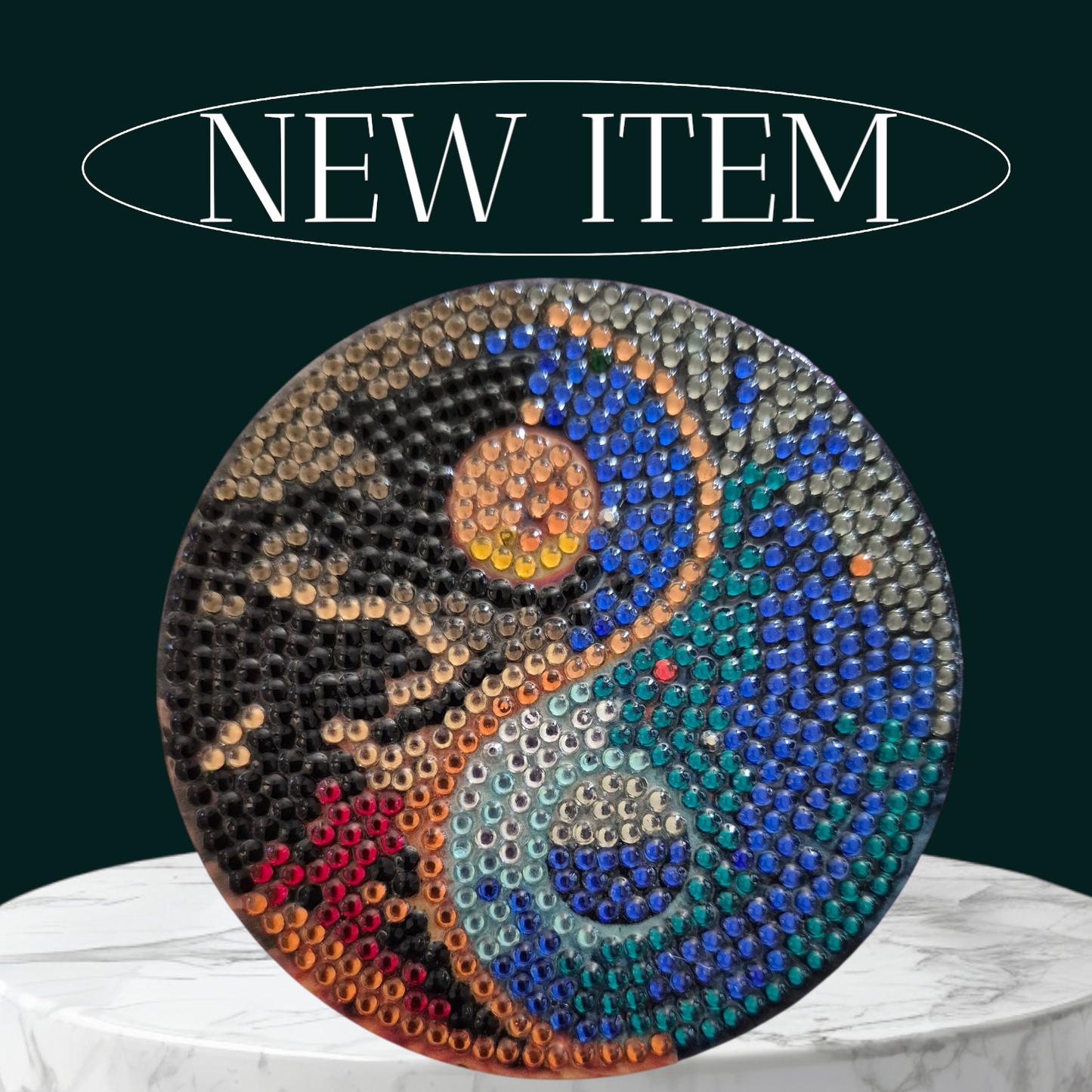 Coasters - Yin & Yang 8 piece set with Stylish Coaster Keeper