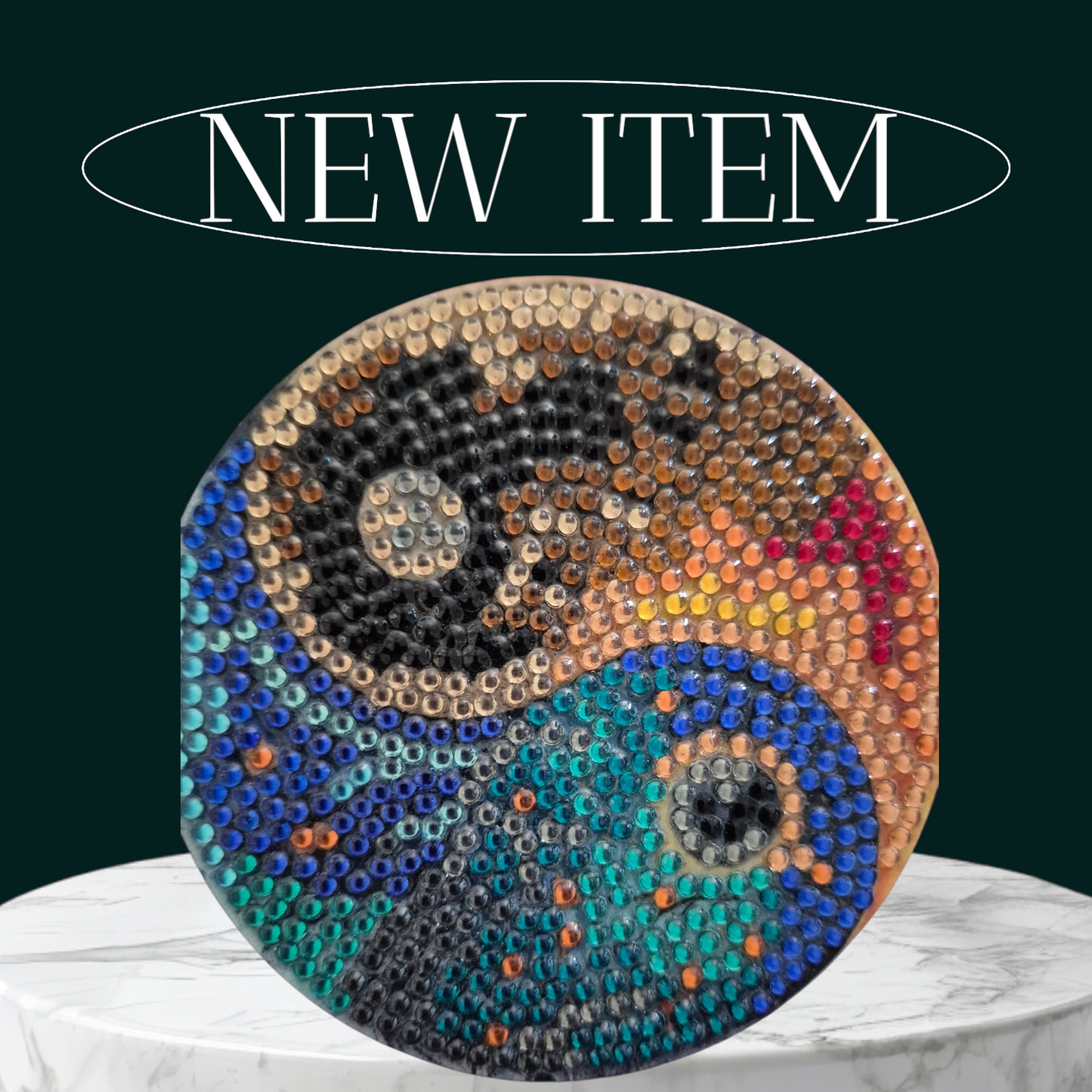 Coasters - Yin & Yang 8 piece set with Stylish Coaster Keeper