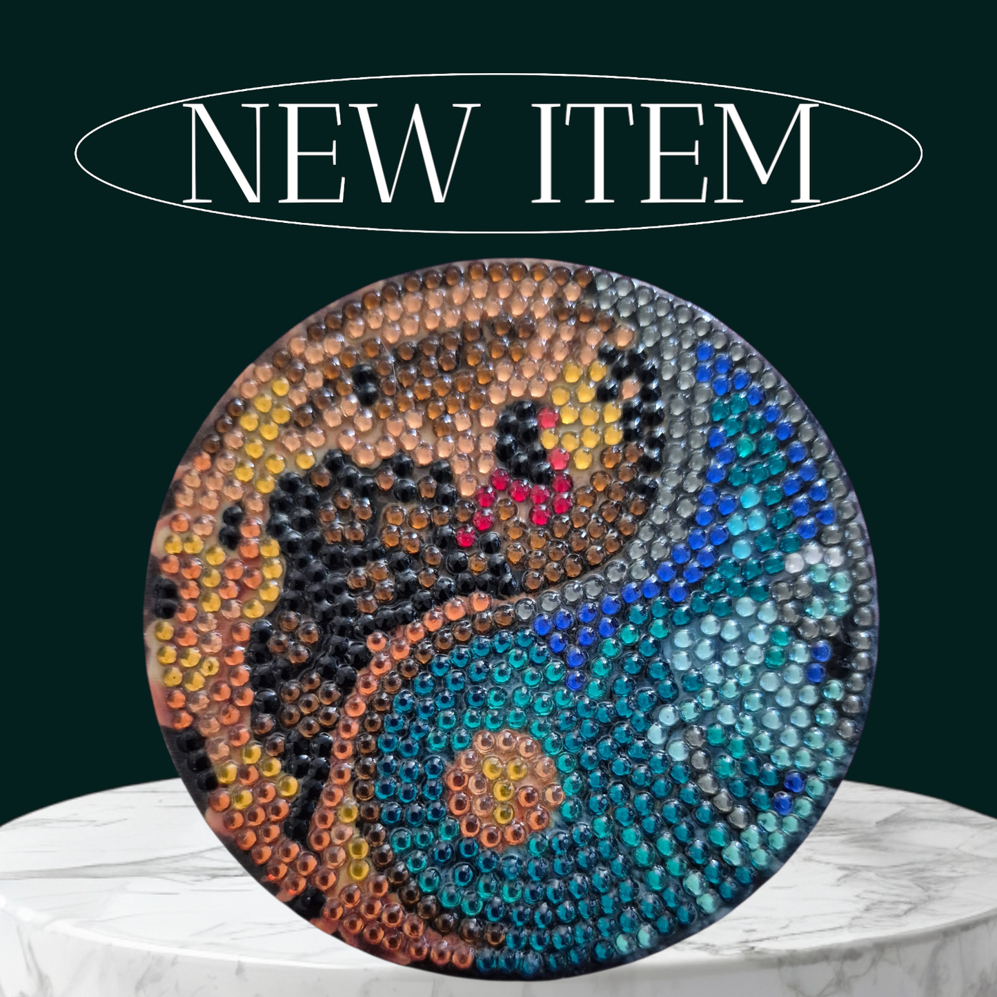 Coasters - Yin & Yang 8 piece set with Stylish Coaster Keeper