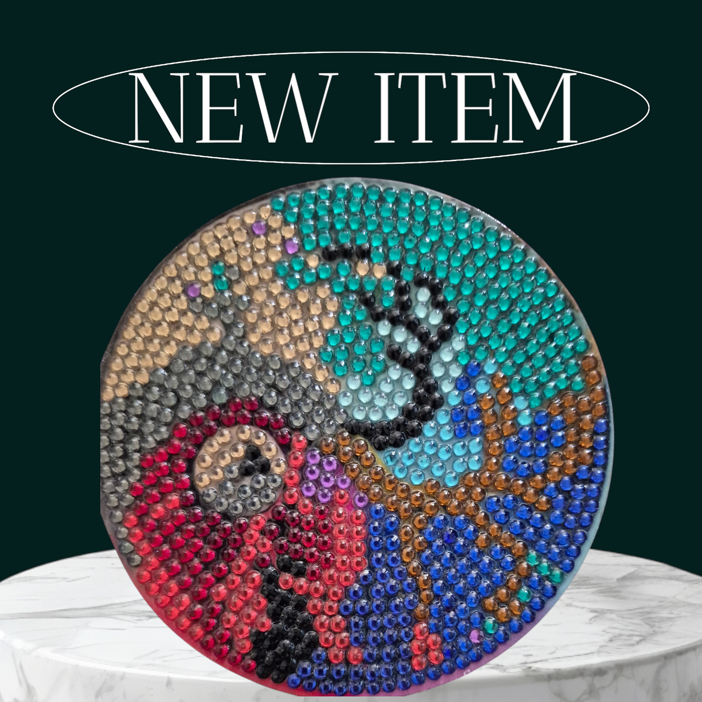 Coasters - Yin & Yang 8 piece set with Stylish Coaster Keeper