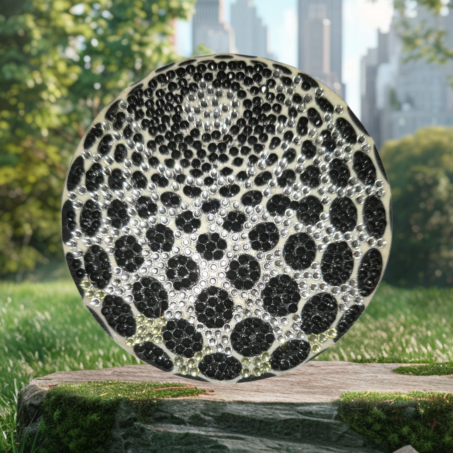 Coasters - Geometric Black, Crystal 8 pcs with Coaster Keeper