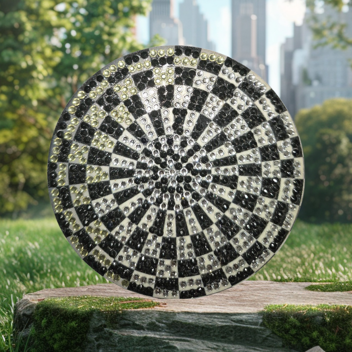 Coasters - Geometric Black, Crystal 8 pcs with Coaster Keeper