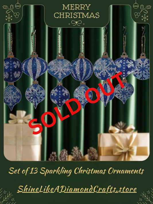 Christmas Hanging Sparkling Decorations - Set of 13