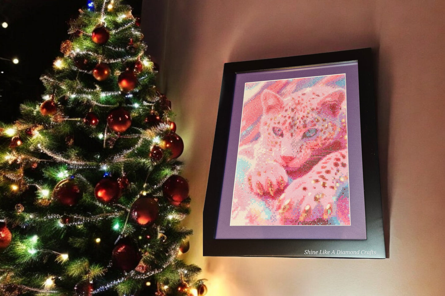 Wall Art - Beautiful Sparkling Pink Leopard, Matted & Framed