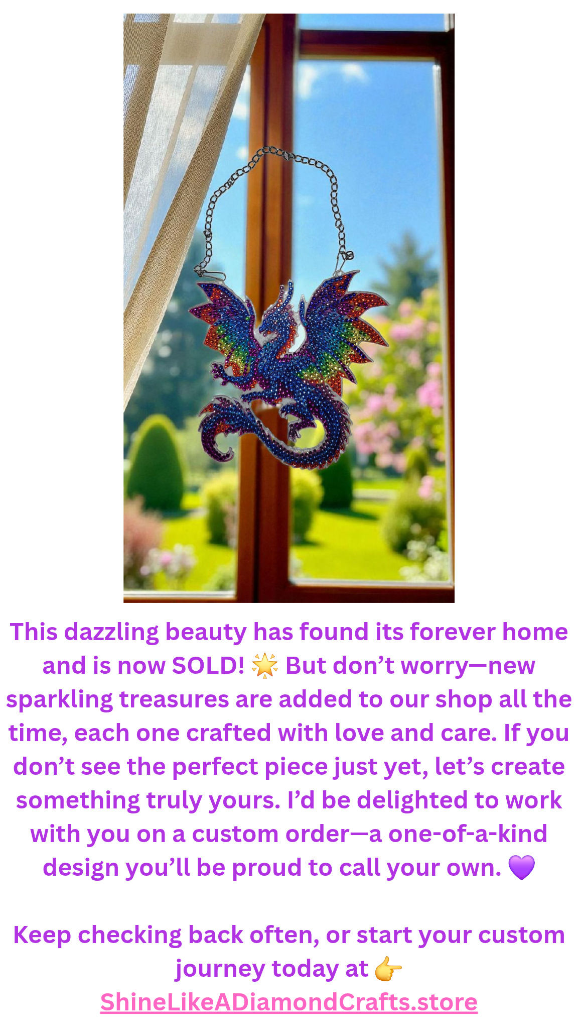 Sun Catcher - Mythical Rainbow Sparkling Dragon