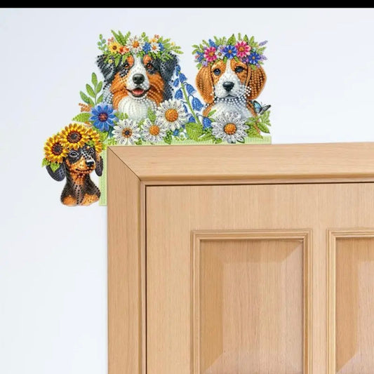 Floral Dog Trio Door Guardian